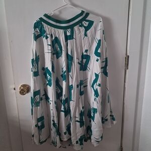 White and Green Patterned Skirt